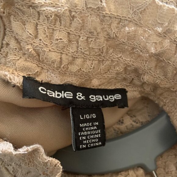 NWOT Cable & Gauge Women's Lace Crochet Nude Romantic Neutral Top - Size L - Picture 7 of 8